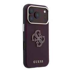Apple iPhone 18 Pro Max Kılıf Guess Orjinal Lisanslı PU Yazı ve 4G Büyük Metal Logolu Kapak