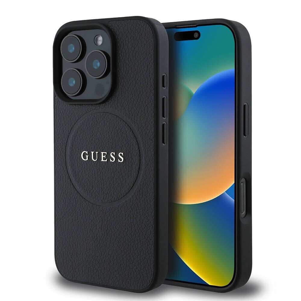 Apple iPhone 16 Pro Max Kılıf Guess Orjinal Lisanslı M-safe Şarj Özellikli Yazı Logolu Grained Kılıf