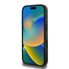 Apple iPhone 16 Pro Kılıf Guess Orjinal Lisanslı PU Deri 4G Desenli Metal Büyük 4G ve Yazı Logolu Kılıf - Kahverengi Siyah