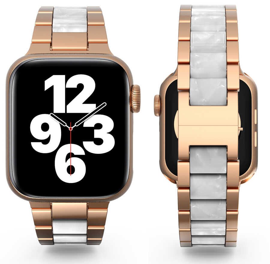 Apple Watch 42/44 mm Wiwu Resin Steel Belt Metal Kordon Beyaz