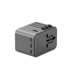 Energea TravelWorld Universal GaN45 1 Adet 45W Type C 2 Adet 15W Type C ve 2 Adet 12W USB Çıkışlı PD Hızlı Şarj Aleti - Siyah