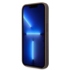 Apple iPhone 14 Pro Max Kılıf GUESS PU Deri Büyük Metal Logo Dizaynlı Kılıf - Kahverengi