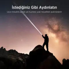 0w Led 3000 Lümen Uzun Menzilli Kompakt El Feneri Gri