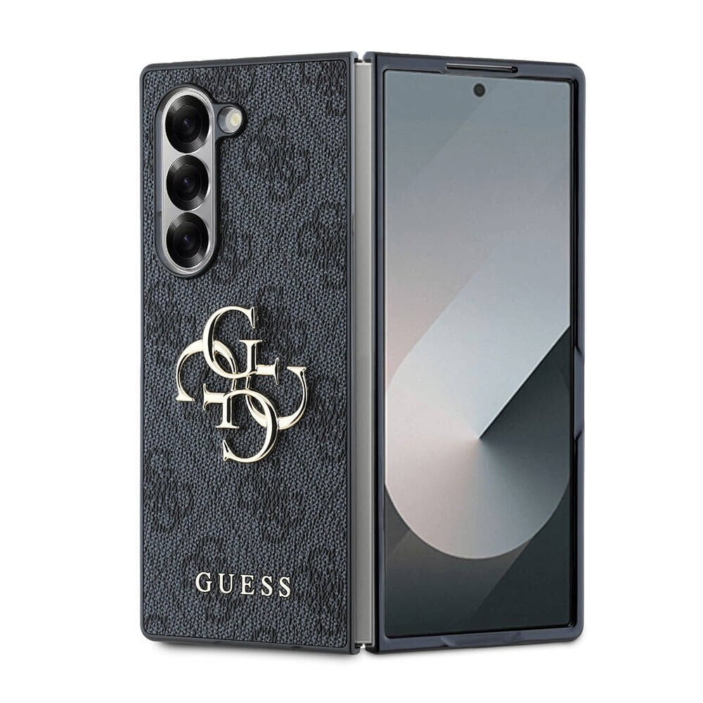 Galaxy Z Fold 6 Kılıf Guess Orjinal Lisanslı Leather Metal Logo Kılıf - Siyah