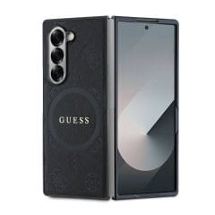 Galaxy Z Fold 6 Kılıf Guess Orjinal Lisanslı M-safe Şarj Özellikli Saffiano Metal Logo Kılıf - Siyah