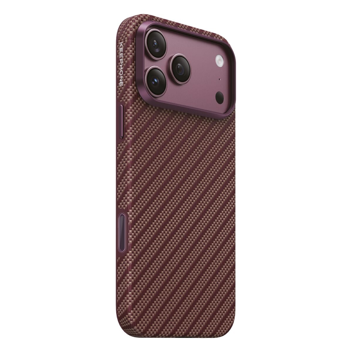Keephone Apple iPhone 18 Pro Max Mono Aramid Fiber Magsafe Kapak - Bordo