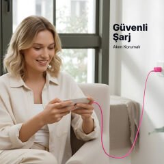 Ttec SmartCharger GAN 20W PD Seyahat Hızlı Şarj Aleti + USB-C - Lightning 120cm Kablo Neon