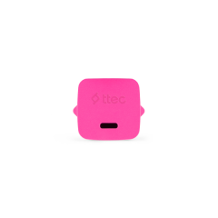 Ttec SmartCharger GAN 20W PD Seyahat Hızlı Şarj Aleti + USB-C - Lightning 120cm Kablo Neon Neon Pembe