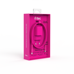 Ttec SmartCharger GAN 20W PD Seyahat Hızlı Şarj Aleti + USB-C - Lightning 120cm Kablo Neon Neon Pembe