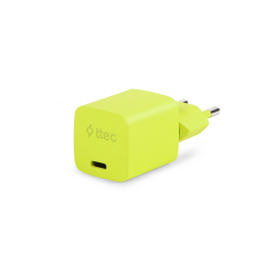 Ttec SmartCharger GAN 20W PD Seyahat Hızlı Şarj Aleti + USB-C - Lightning 120cm Kablo Neon Neon Sarı