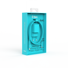 Ttec SmartCharger GAN 20W PD Seyahat Hızlı Şarj Aleti + USB-C - Lightning 120cm Kablo Neon Neon Mavi