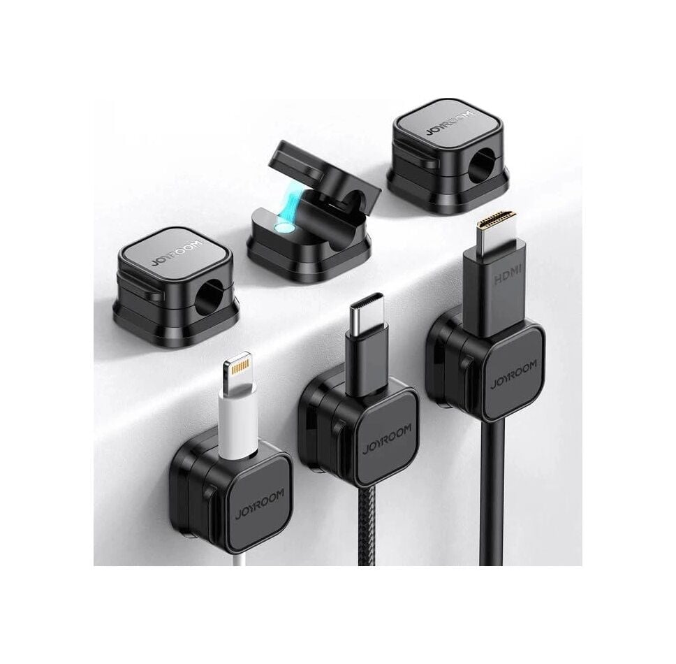 Joyroom Zs368 Premium Magnetik Kablo Düzenleyici Organizer 6 Adet Siyah