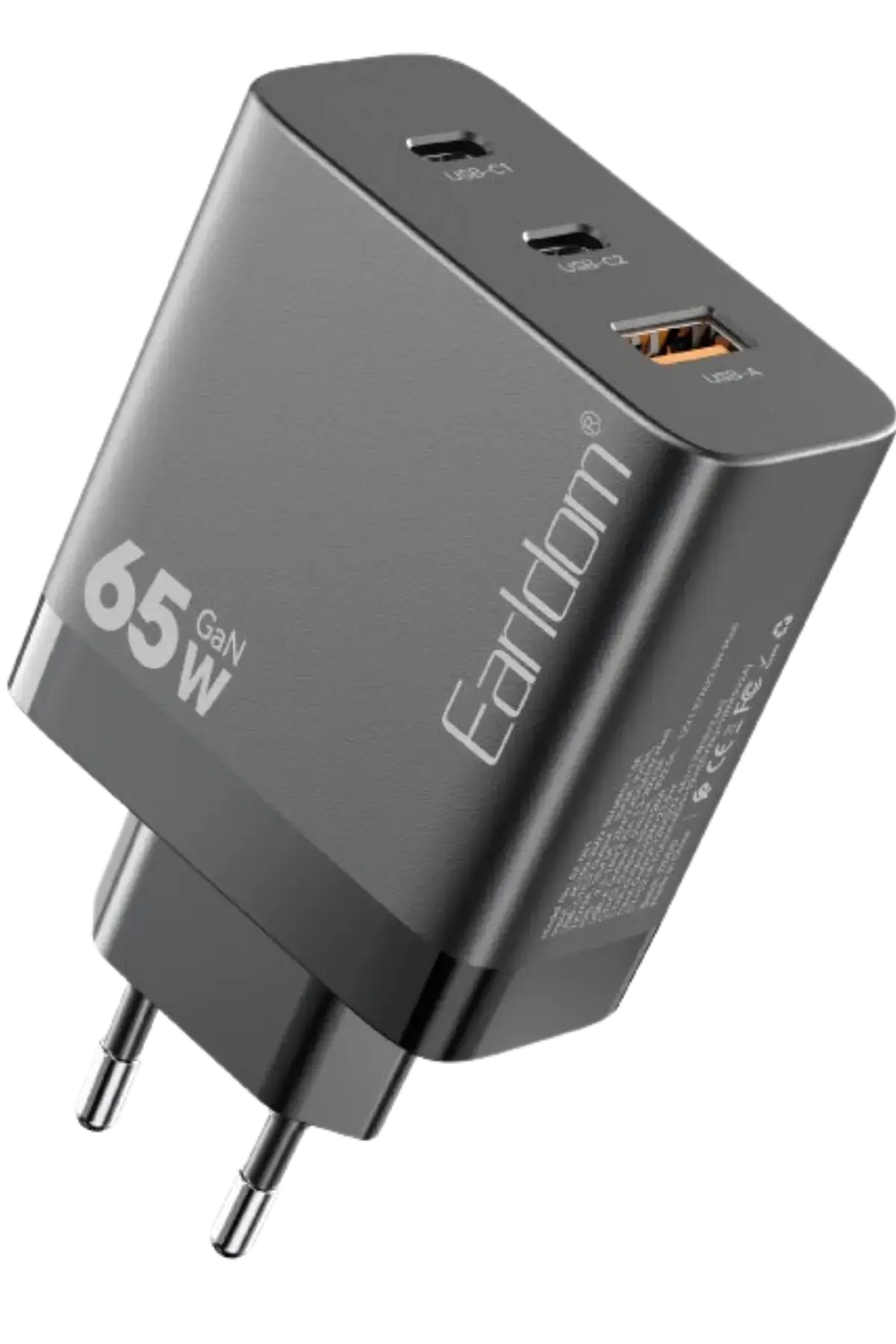 Earldom Eu41 2 Adet Type-c Ve 1 Adet Usb Çıkışlı 65w Gan Şarj Aleti - Siyah Renk - Siyah