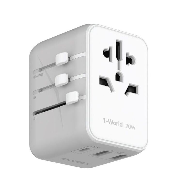 Momax UA11W 1 World 20 W 3 Port + AC Seyahat Adaptörü Beyaz