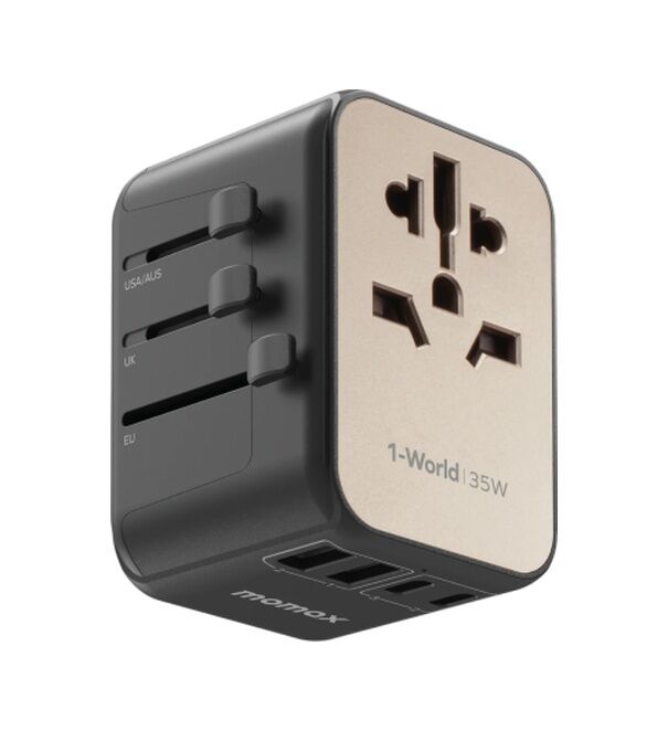Momax UA9E 1 World PD35W 5 Ports + AC Seyahat Adaptörü Titanyum