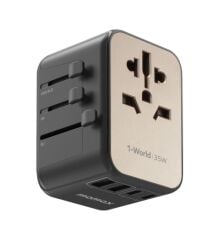 Momax UA9E 1 World PD35W 5 Ports + AC Seyahat Adaptörü Titanyum