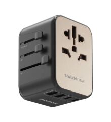 Momax UA9E 1 World PD35W 5 Ports + AC Seyahat Adaptörü Titanyum