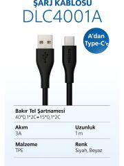 Philips Typ-A (Usb-C ) Şarj ve Data Kablosu, Hızlı Şarj, 3A Yüksek Akım, 1 Metre, Dayanıklı Slikon Kablo
