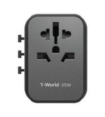 Momax UA9D 1 World PD35W 5 Ports + AC Seyahat Şarj Güç Adaptörü Siyah