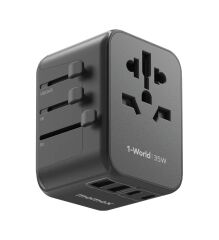 Momax UA9D 1 World PD35W 5 Ports + AC Seyahat Şarj Güç Adaptörü Siyah