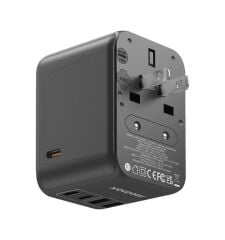 Momax UA9D 1 World PD35W 5 Ports + AC Seyahat Şarj Güç Adaptörü Siyah