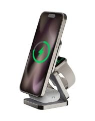 Momax UD31L Q2.Mag Go Qi2 3-in1 Manyetik Kablosuz Şarj Standı Titanyum