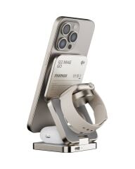 Momax UD31L Q2.Mag Go Qi2 3-in1 Manyetik Kablosuz Şarj Standı Titanyum