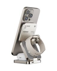 Momax UD31L Q2.Mag Go Qi2 3-in1 Manyetik Kablosuz Şarj Standı Titanyum