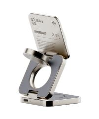 Momax UD31L Q2.Mag Go Qi2 3-in1 Manyetik Kablosuz Şarj Standı Titanyum