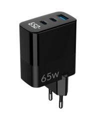 Juo 65W Gan Led Ekranlı Hızlı Şarj Cihazı 2 Type-C + Usb-A iPhone & iPad & Notebook Uyumlu Şarj Aleti