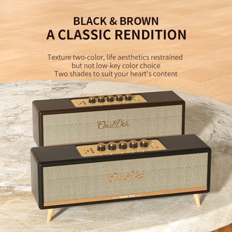 Oneder D8 Wireless Retro Dual Microphone Bluetooth Speaker Kahverengi Kahverengi