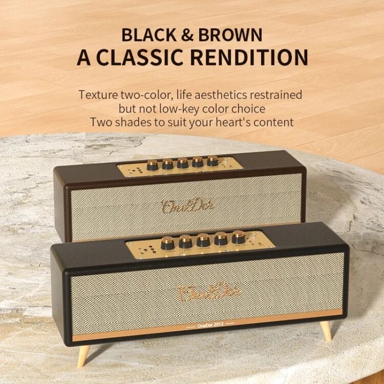 Oneder D8 Wireless Retro Dual Microphone Bluetooth Speaker Kahverengi Kahverengi