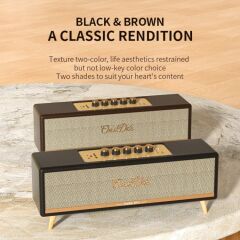 Oneder D8 Wireless Retro Dual Microphone Bluetooth Speaker Kahverengi Kahverengi