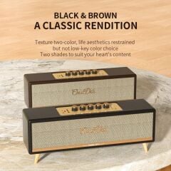Oneder D8 Wireless Retro Dual Microphone Bluetooth Speaker Kahverengi Kahverengi