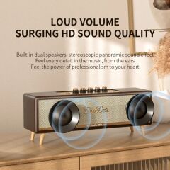 Oneder D8 Wireless Retro Dual Microphone Bluetooth Speaker Kahverengi Kahverengi