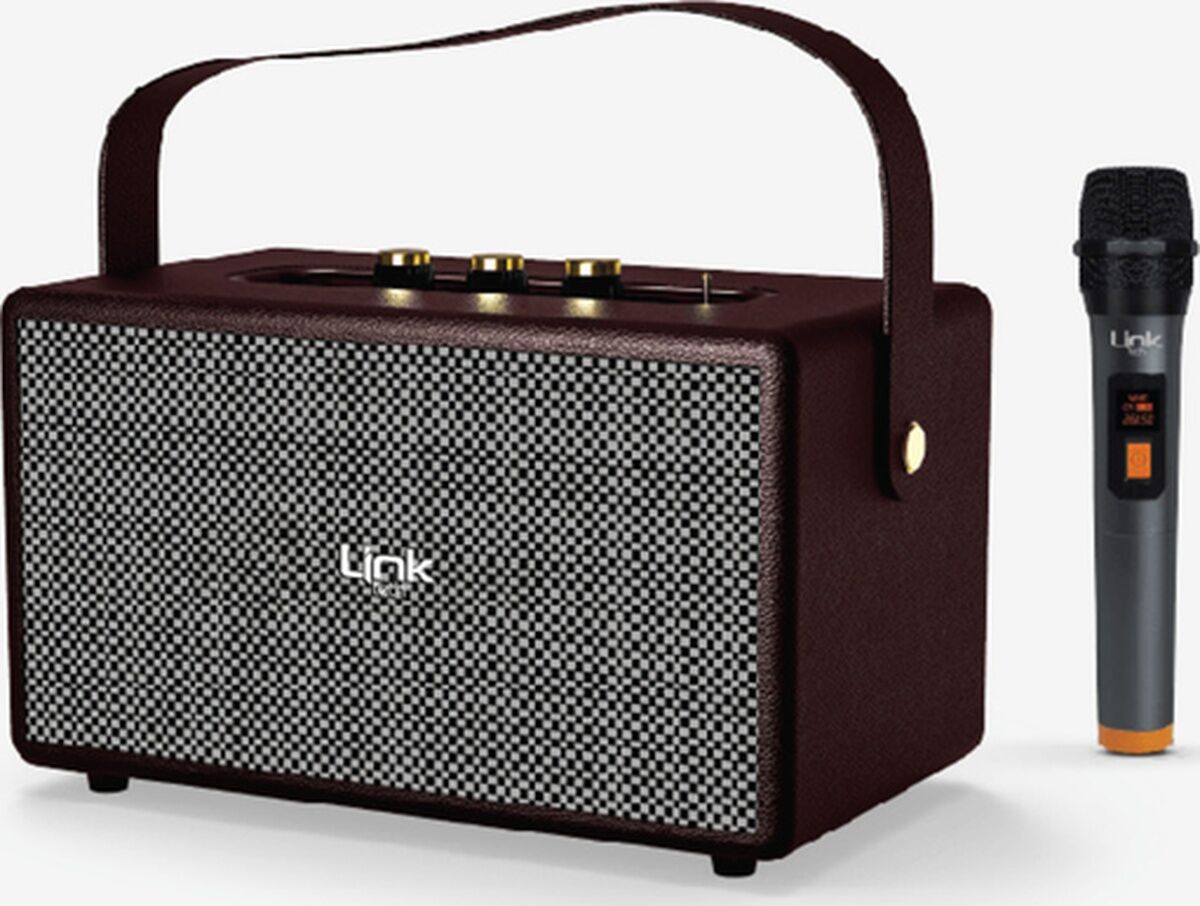 Linktech M402 Retro Taşınabilir Mikrofonlu Bluetooth Radyo Hoparlör Kahverengi