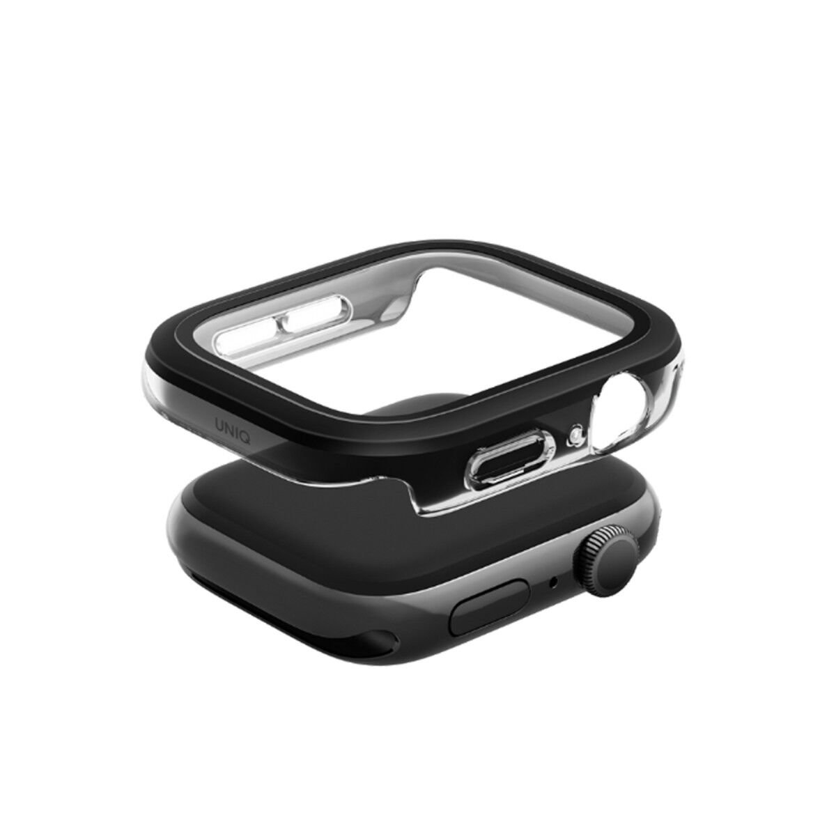 Uniq Apple Watch 46mm Voute Camlı Kasa Ekran Koruyucu Siyah