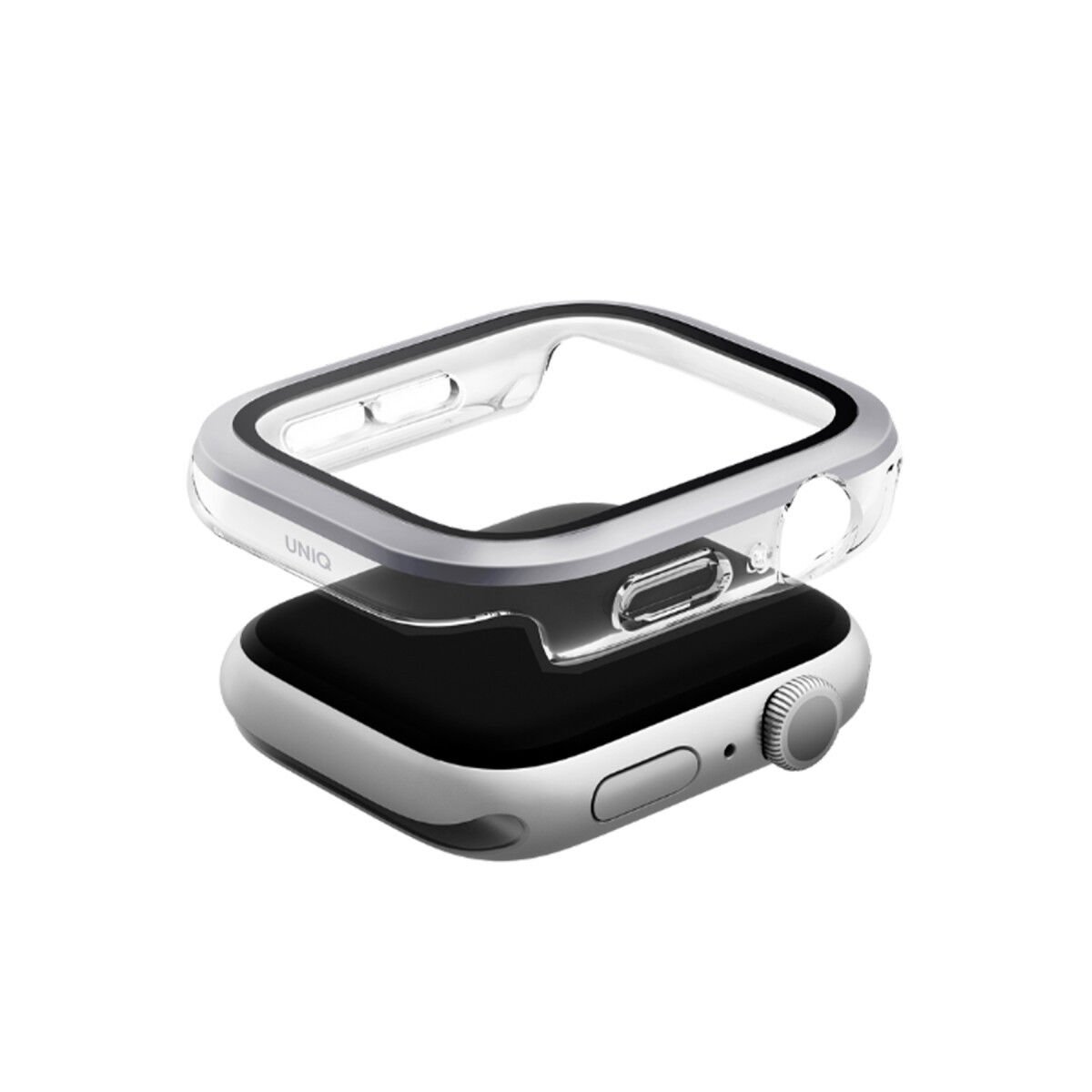 Uniq Apple Watch 46mm Voute Camlı Kasa Ekran Koruyucu Gümüş