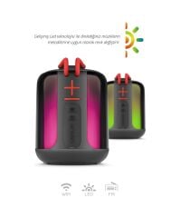 Powerway Capsule Taşınabilir Bluetooth Hoparlör Ses Bombası Yüksek Ses Gücü Sese Duyarlı Led Işık Siyah