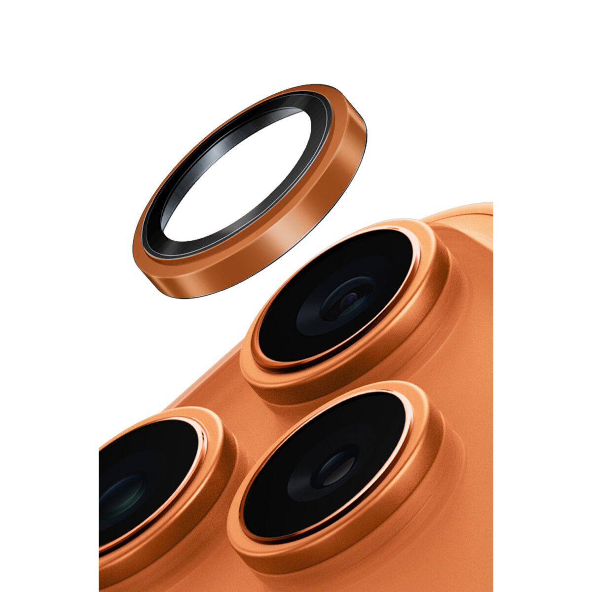 Uniq Apple iPhone 17 Pro Max Optix Çelik Çerçeveli Sapphire Kamera Lens Koruyucu Turuncu