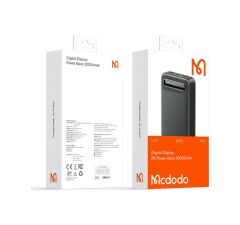Mcdodo Mc-443 20000mah Powerbank Led Ekranlı 20.000 Mah Taşınabilir Şarj Cihazı Siyah
