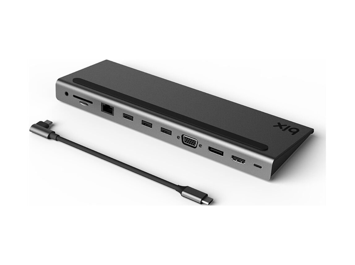 Bix BX12HB Type-C to HDMI VGA Display Port RJ45 3.5mm Aux Jack PD USB 3.0 Kart Okuyuculu Docking Station