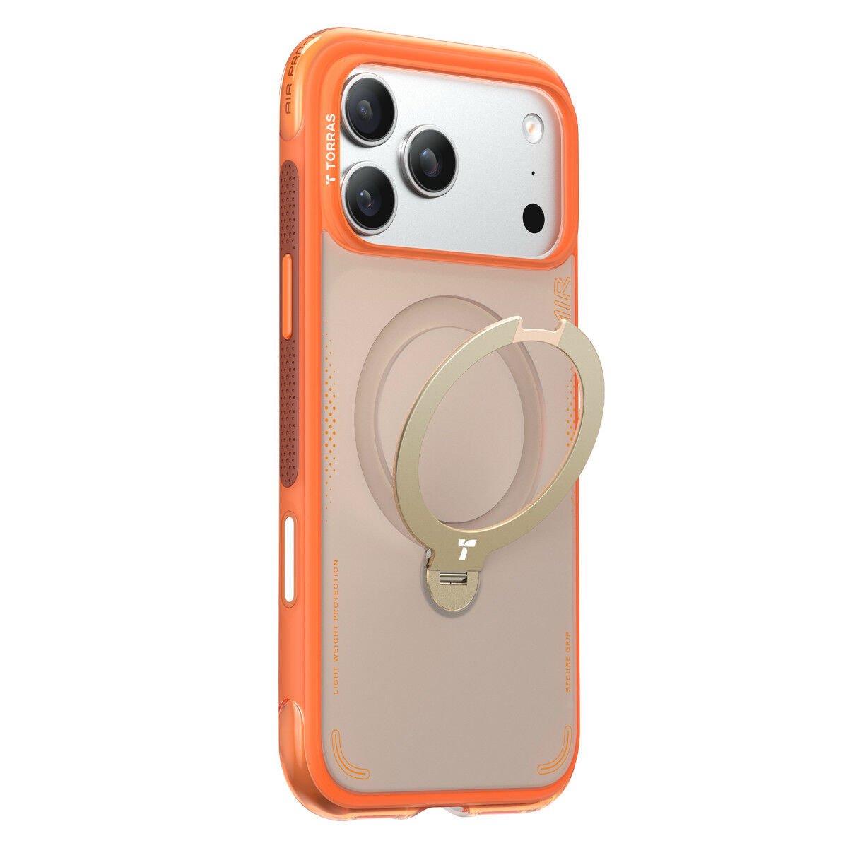 Torras Apple iPhone 17 Pro Max O Stand Spin Air Serisi Magsafe Kılıf Turuncu