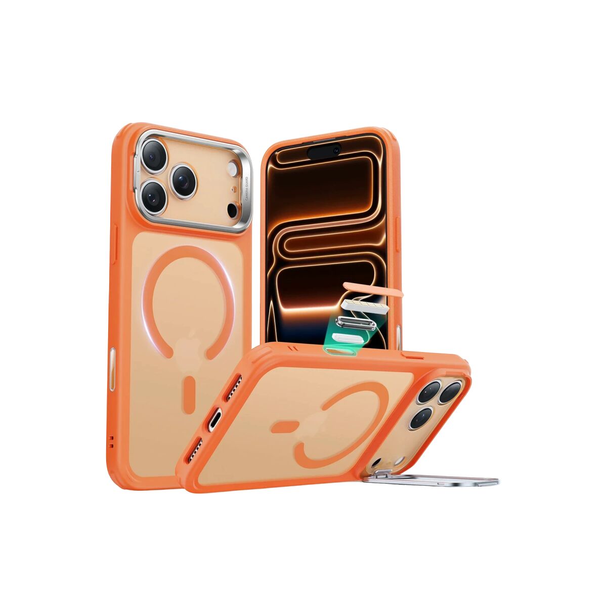 ESR Apple iPhone 17 Pro Max Classic Hybrid Magsafe Standlı Kapak - Frosted Orange