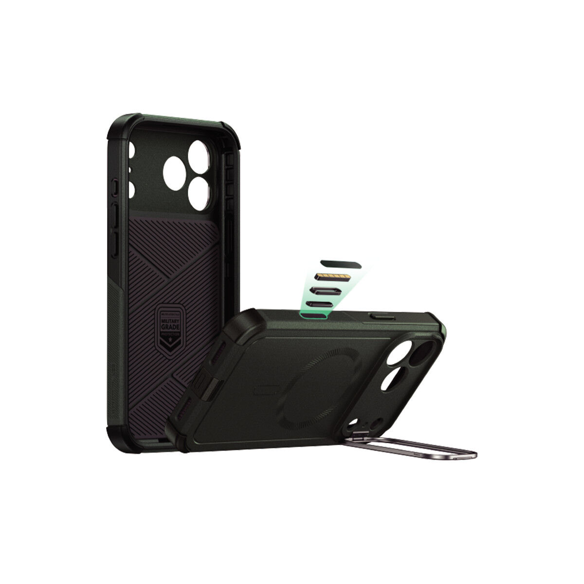 ESR Apple iPhone 17 Pro Max Cyber Tough Magsafe Stantlı Kapak Yeşil