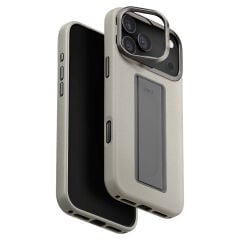 Uniq Apple iPhone 17 Pro Max Heldro Pro Magsafe Standlı Deri Kapak Gri