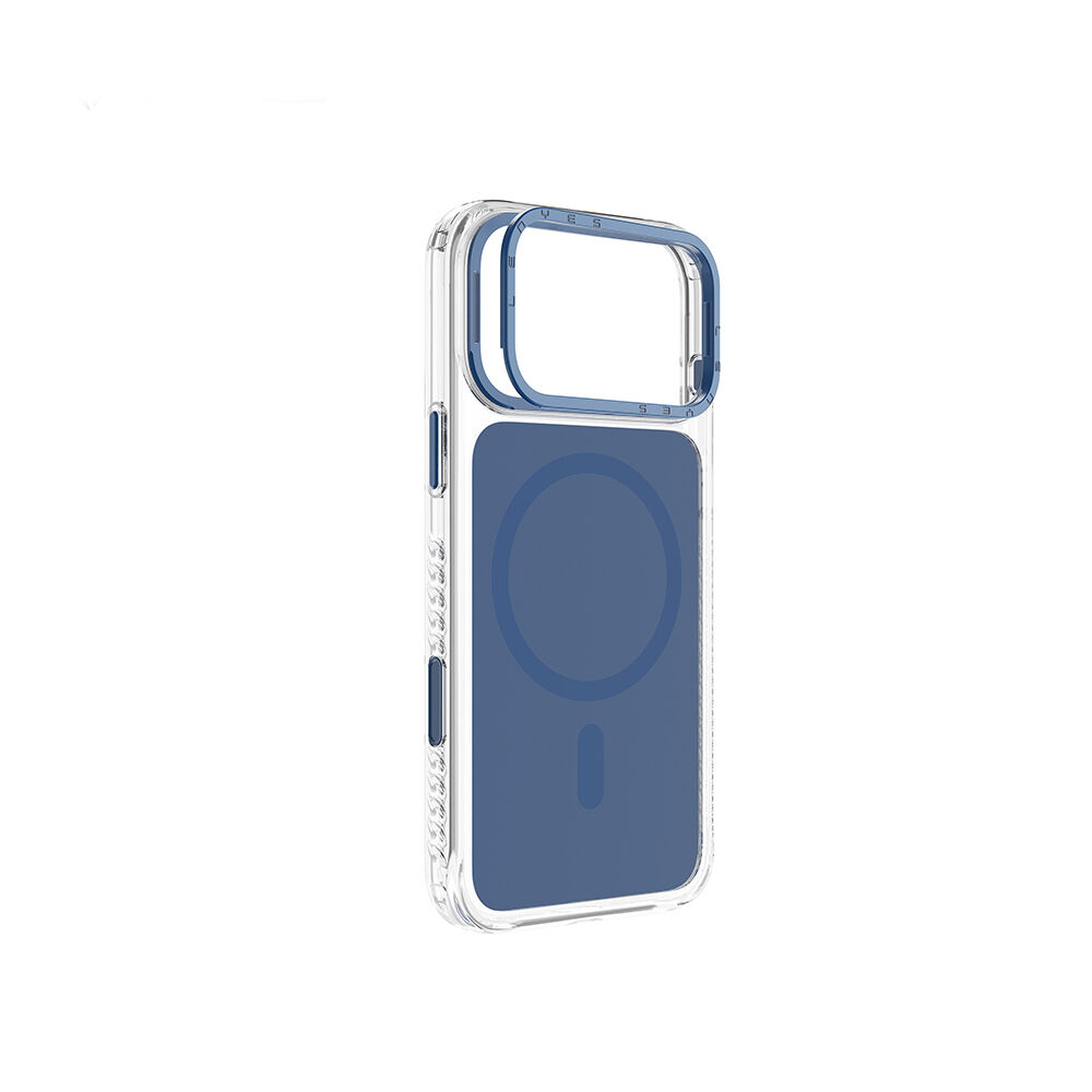 Apple iPhone 17 Pro Kılıf M-safe Şarj Özellikli Metal Kamera Çerçeveli Airbag Tasarımlı Lenyes CK221 Sert PC Kapak Mavi
