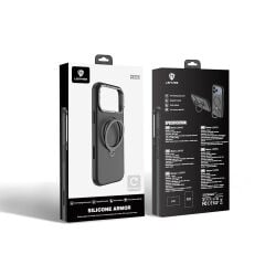 Apple iPhone 17 Pro Kılıf M-safe Şarj Özellikli Metal Standlı Sıvı Silikon Lenyes CK223 Kapak Siyah