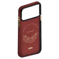 Apple iPhone 17 Pro Max Kılıf M-safe Şarj Özellikli Raptic Aramid Skin Rise Serisi 24 Ayar Altın Kaplamalı Karbon Kapak