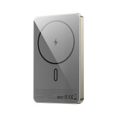 Wiwu P15 LED Işık Göstergeli Ultra İnce PD 20W Kablosuz Powerbank 5000mAh 15W Titanyum